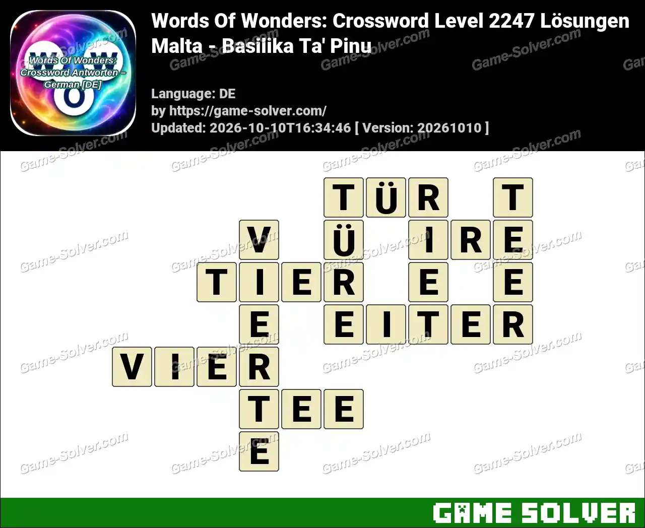 Words Of Wonders: Crossword Level 2247 Lösungen – Malta – Basilika Ta’ Pinu